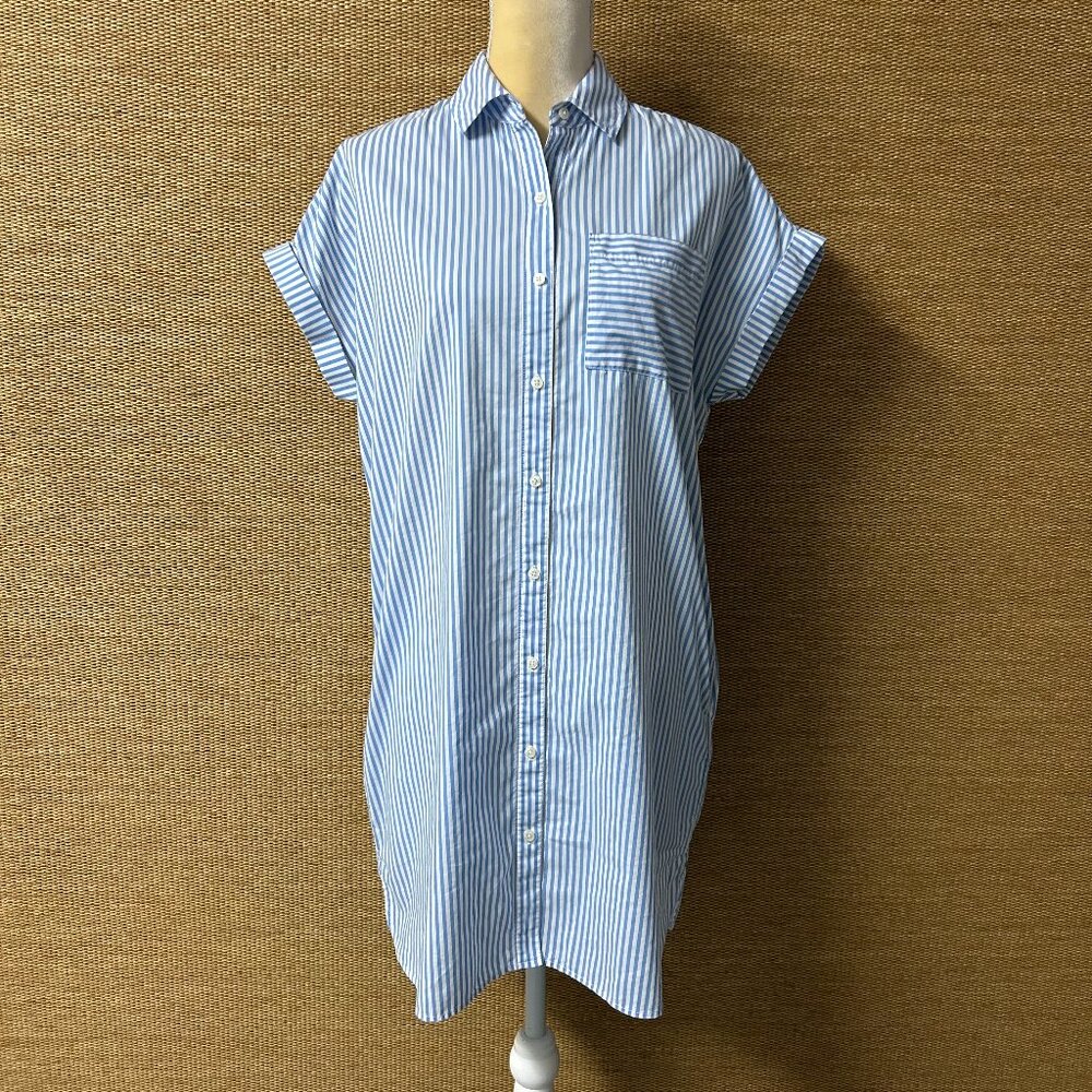 Untuckit Shirt Dress Womens Small Blue White Stripe